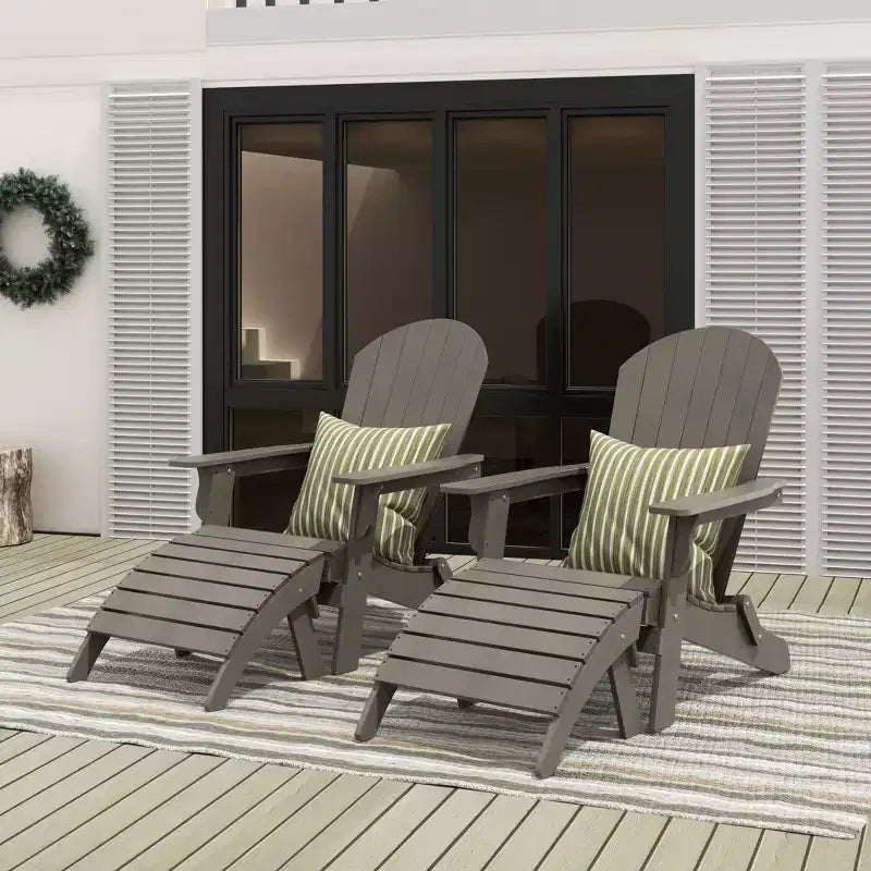 WestinTrends Toscana HIPS Sedie Adirondack Pieghevoli da Esterno per Patio con Poggiapiedi (Set Conversazione da 4 Pezzi)