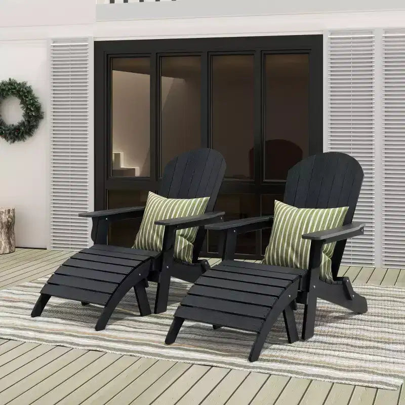WestinTrends Toscana HIPS Sedie Adirondack Pieghevoli da Esterno per Patio con Poggiapiedi (Set Conversazione da 4 Pezzi)