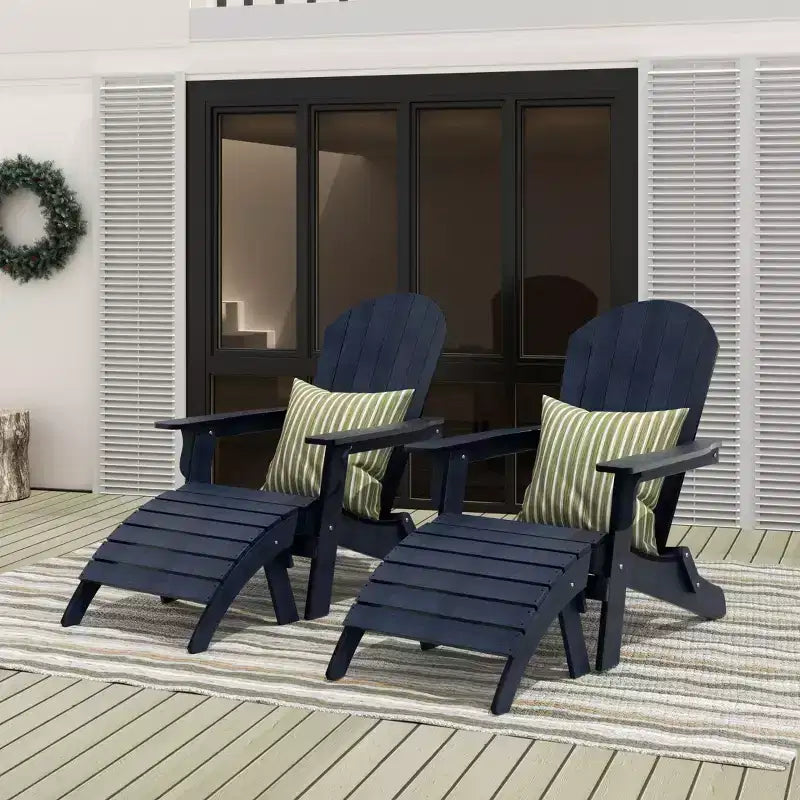 WestinTrends Toscana HIPS Sedie Adirondack Pieghevoli da Esterno per Patio con Poggiapiedi (Set Conversazione da 4 Pezzi)