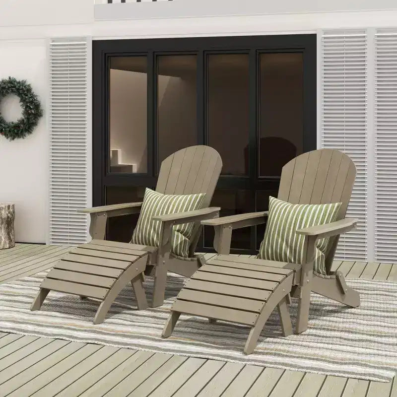 WestinTrends Toscana HIPS Sedie Adirondack Pieghevoli da Esterno per Patio con Poggiapiedi (Set Conversazione da 4 Pezzi)