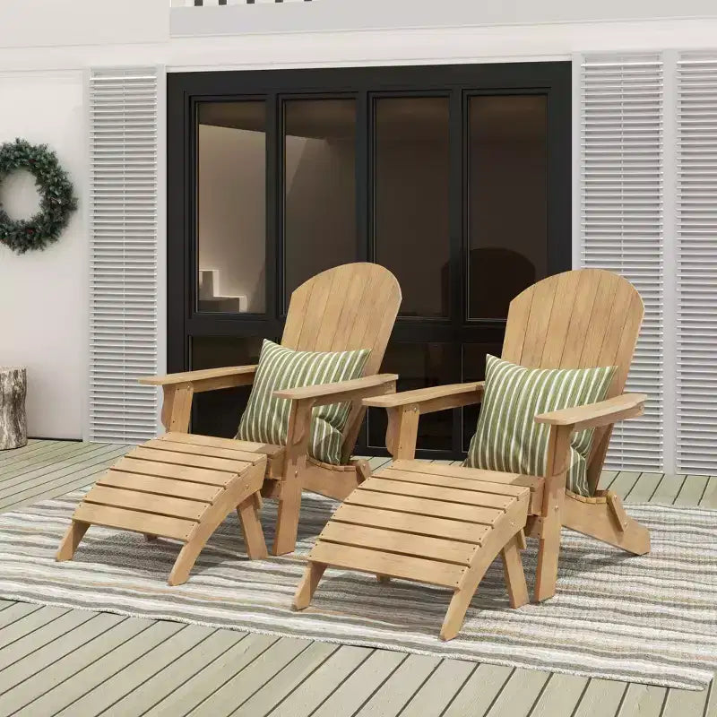 WestinTrends Toscana HIPS Sedie Adirondack Pieghevoli da Esterno per Patio con Poggiapiedi (Set Conversazione da 4 Pezzi)