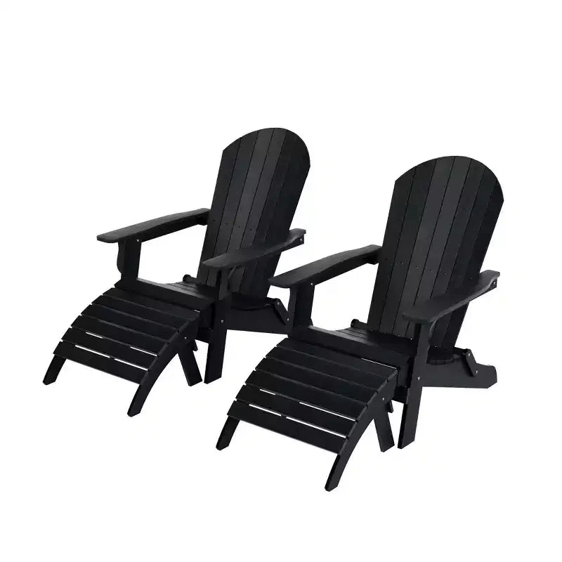 WestinTrends Toscana HIPS Sedie Adirondack Pieghevoli da Esterno per Patio con Poggiapiedi (Set Conversazione da 4 Pezzi)