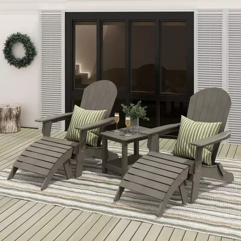 WestinTrends Tuscany HIPS - Set da conversazione da 5 pezzi per esterni con poltrone Adirondack pieghevoli, poggiapiedi e tavolino laterale