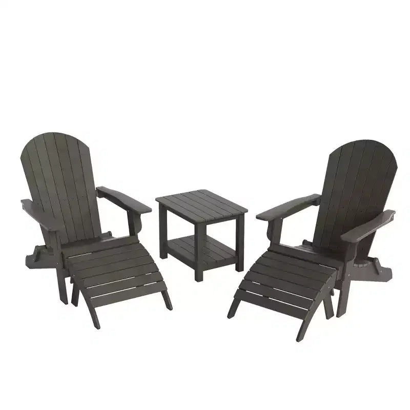 WestinTrends Tuscany HIPS - Set da conversazione da 5 pezzi per esterni con poltrone Adirondack pieghevoli, poggiapiedi e tavolino laterale