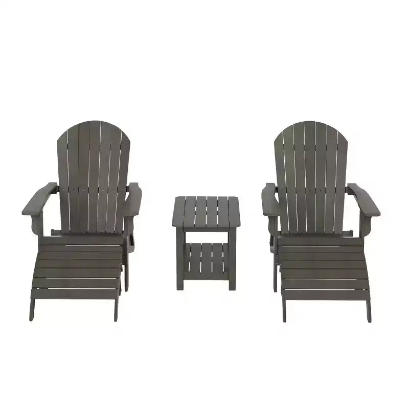 WestinTrends Tuscany HIPS - Set da conversazione da 5 pezzi per esterni con poltrone Adirondack pieghevoli, poggiapiedi e tavolino laterale