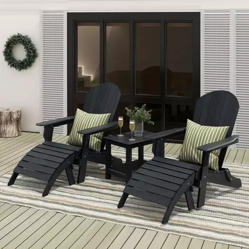 WestinTrends Tuscany HIPS - Set da conversazione da 5 pezzi per esterni con poltrone Adirondack pieghevoli, poggiapiedi e tavolino laterale