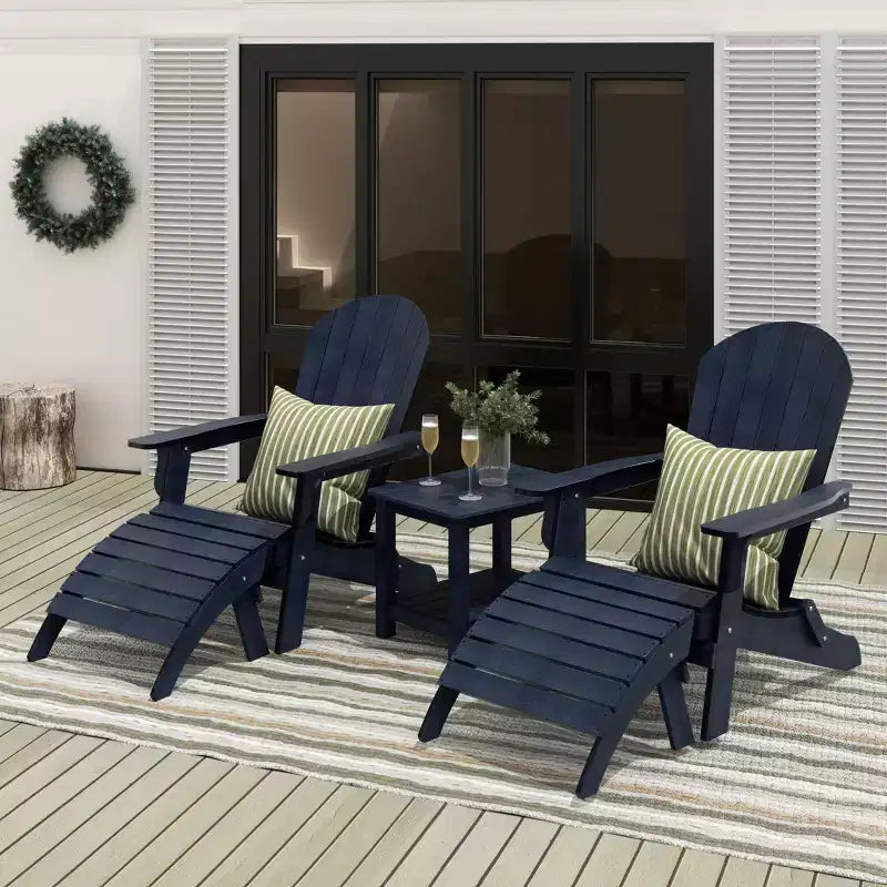 WestinTrends Tuscany HIPS - Set da conversazione da 5 pezzi per esterni con poltrone Adirondack pieghevoli, poggiapiedi e tavolino laterale