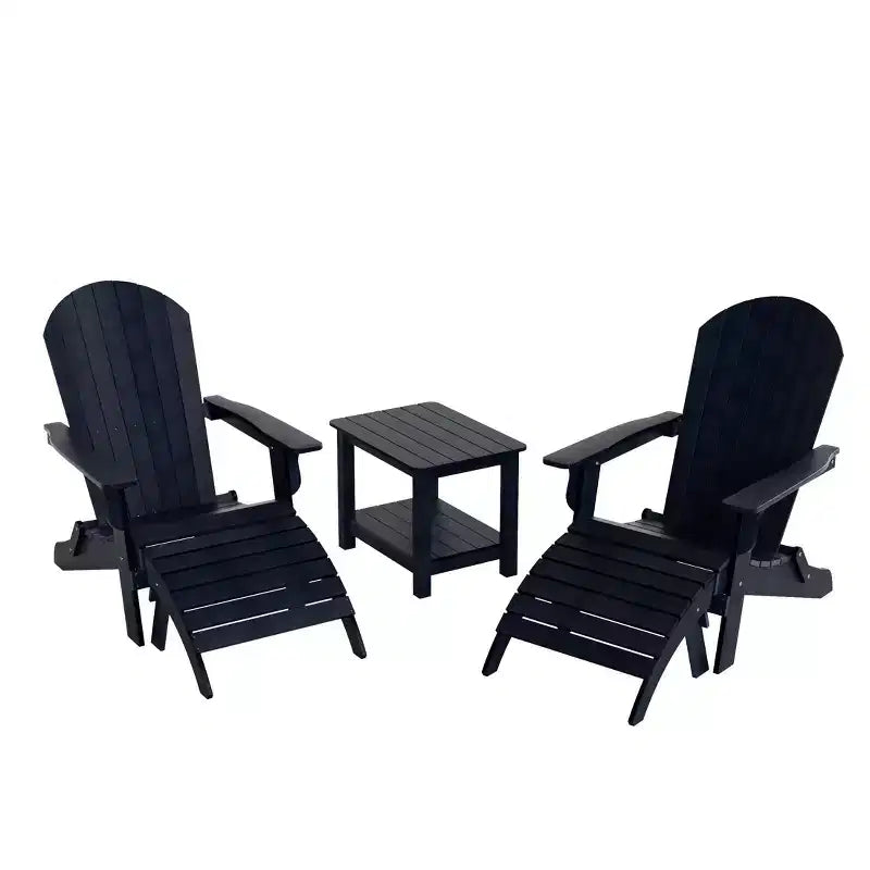 WestinTrends Tuscany HIPS - Set da conversazione da 5 pezzi per esterni con poltrone Adirondack pieghevoli, poggiapiedi e tavolino laterale