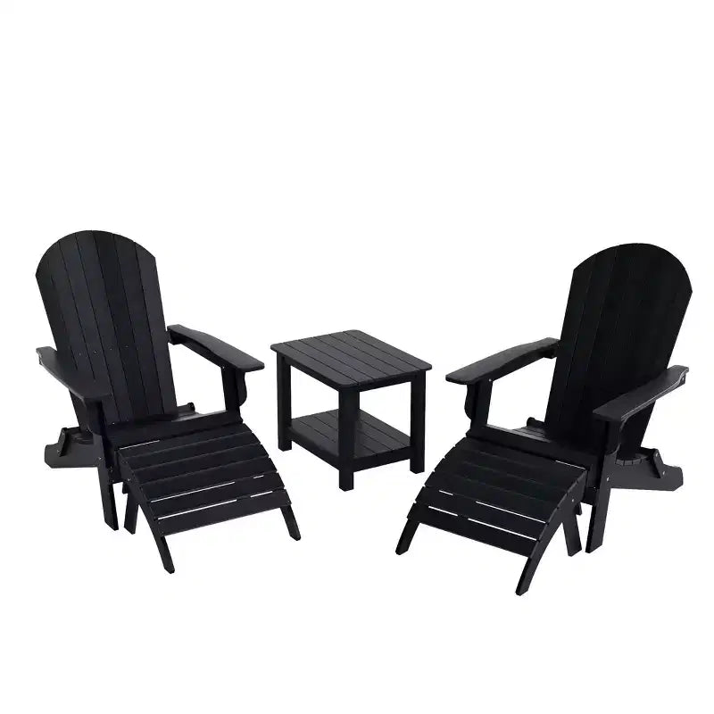 WestinTrends Tuscany HIPS - Set da conversazione da 5 pezzi per esterni con poltrone Adirondack pieghevoli, poggiapiedi e tavolino laterale