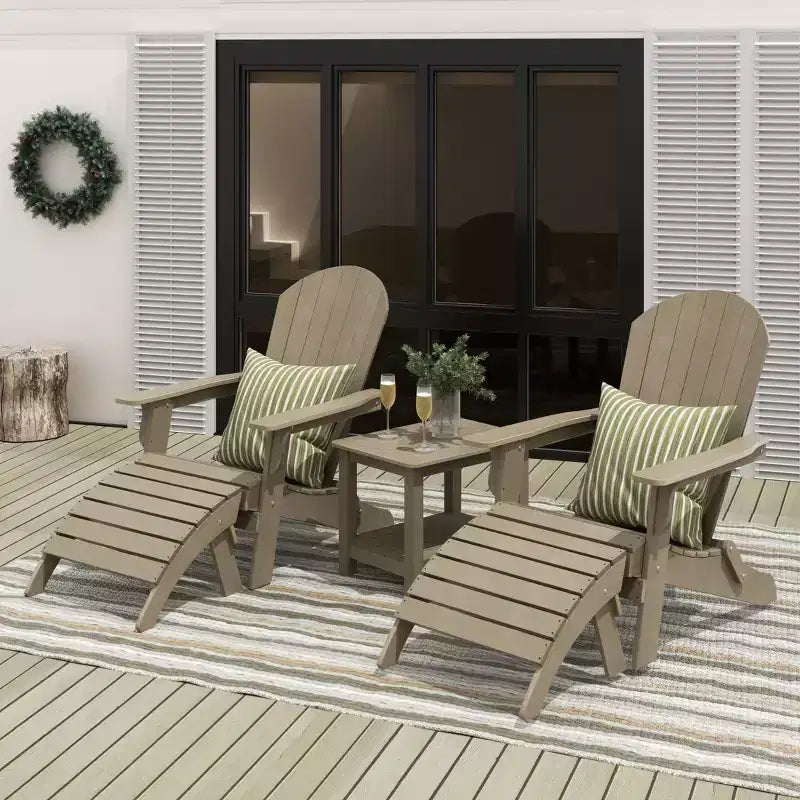 WestinTrends Tuscany HIPS - Set da conversazione da 5 pezzi per esterni con poltrone Adirondack pieghevoli, poggiapiedi e tavolino laterale