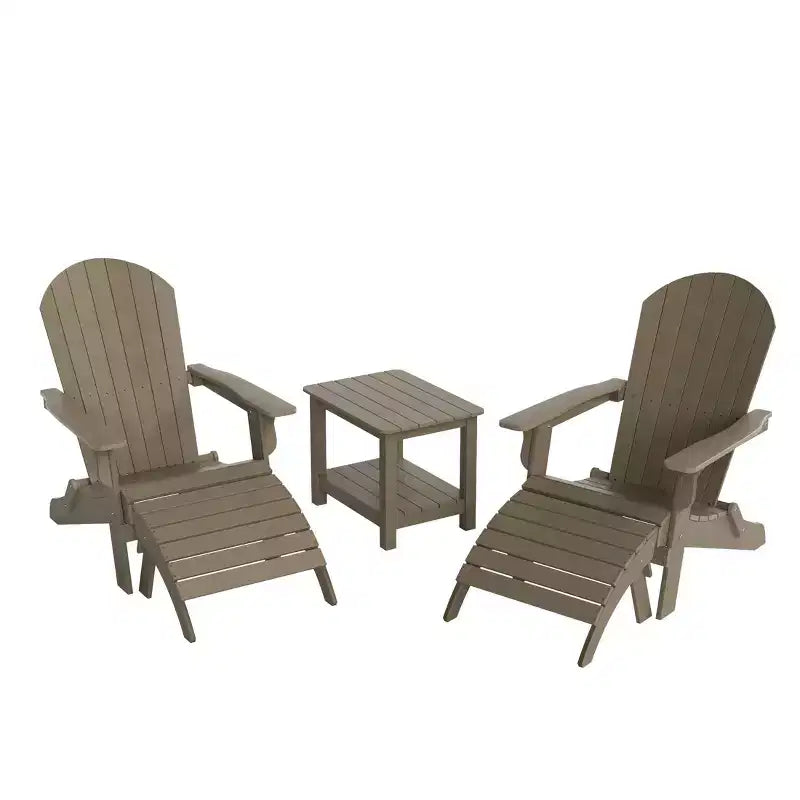 WestinTrends Tuscany HIPS - Set da conversazione da 5 pezzi per esterni con poltrone Adirondack pieghevoli, poggiapiedi e tavolino laterale