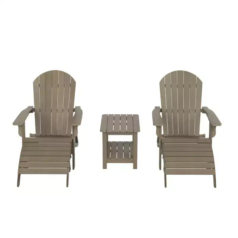 WestinTrends Tuscany HIPS - Set da conversazione da 5 pezzi per esterni con poltrone Adirondack pieghevoli, poggiapiedi e tavolino laterale