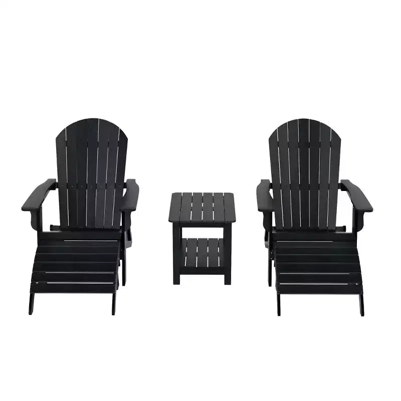 WestinTrends Tuscany HIPS - Set da conversazione da 5 pezzi per esterni con poltrone Adirondack pieghevoli, poggiapiedi e tavolino laterale