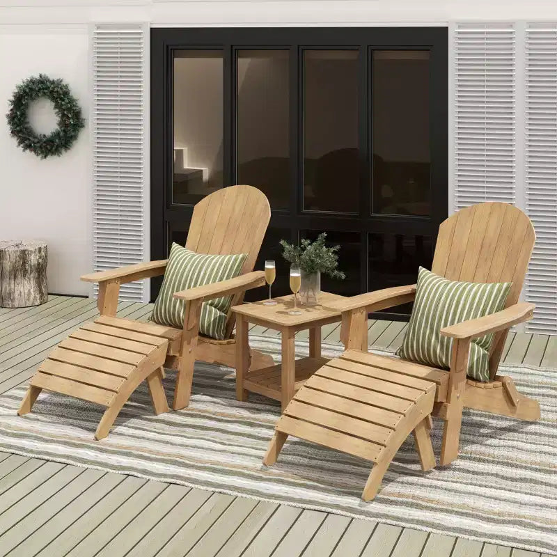 WestinTrends Tuscany HIPS - Set da conversazione da 5 pezzi per esterni con poltrone Adirondack pieghevoli, poggiapiedi e tavolino laterale