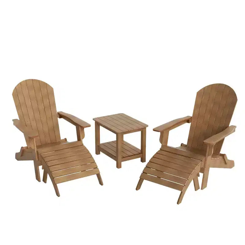 WestinTrends Tuscany HIPS - Set da conversazione da 5 pezzi per esterni con poltrone Adirondack pieghevoli, poggiapiedi e tavolino laterale