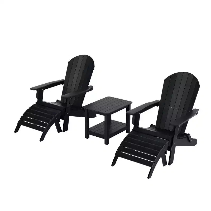 WestinTrends Tuscany HIPS Outdoor Patio Folding Adirondack Chairs with Ottomans and Side Table (5-Piece Conversation Set)