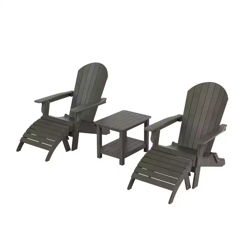 WestinTrends Tuscany HIPS - Set da conversazione da 5 pezzi per esterni con poltrone Adirondack pieghevoli, poggiapiedi e tavolino laterale