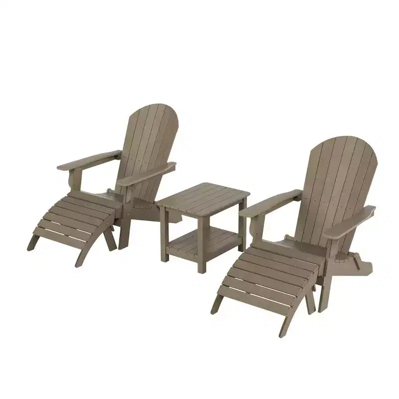 WestinTrends Tuscany HIPS - Set da conversazione da 5 pezzi per esterni con poltrone Adirondack pieghevoli, poggiapiedi e tavolino laterale