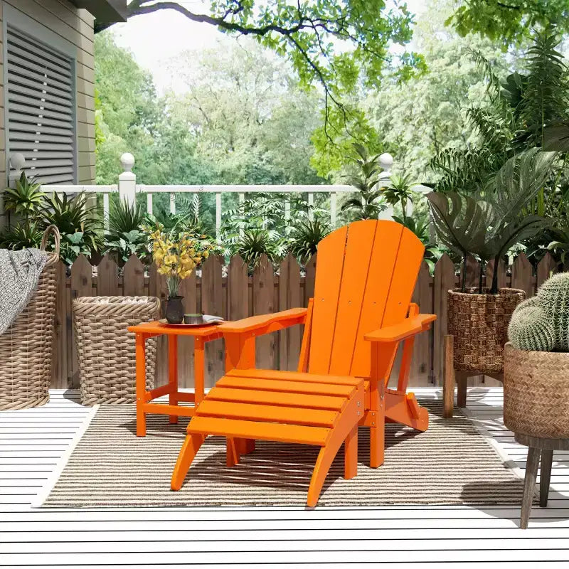 WestinTrends Malibu Set pieghevole da esterno 3 pezzi in HDPE: sedia Adirondack con ottomana e tavolino laterale