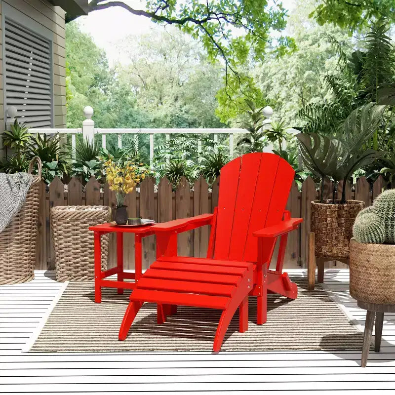 WestinTrends Malibu Set pieghevole da esterno 3 pezzi in HDPE: sedia Adirondack con ottomana e tavolino laterale