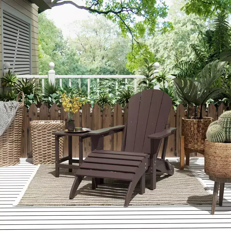 WestinTrends Malibu Set pieghevole da esterno 3 pezzi in HDPE: sedia Adirondack con ottomana e tavolino laterale