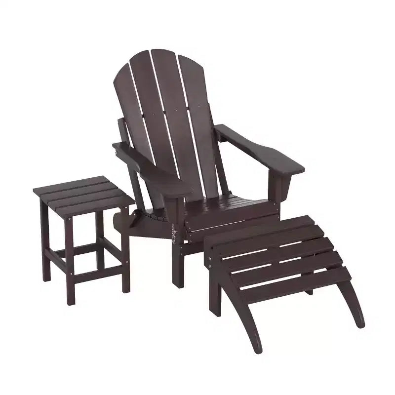 WestinTrends Malibu Set pieghevole da esterno 3 pezzi in HDPE: sedia Adirondack con ottomana e tavolino laterale