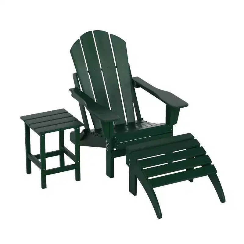 WestinTrends Malibu Set pieghevole da esterno 3 pezzi in HDPE: sedia Adirondack con ottomana e tavolino laterale