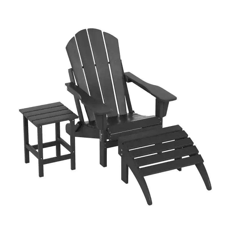 WestinTrends Malibu Set pieghevole da esterno 3 pezzi in HDPE: sedia Adirondack con ottomana e tavolino laterale