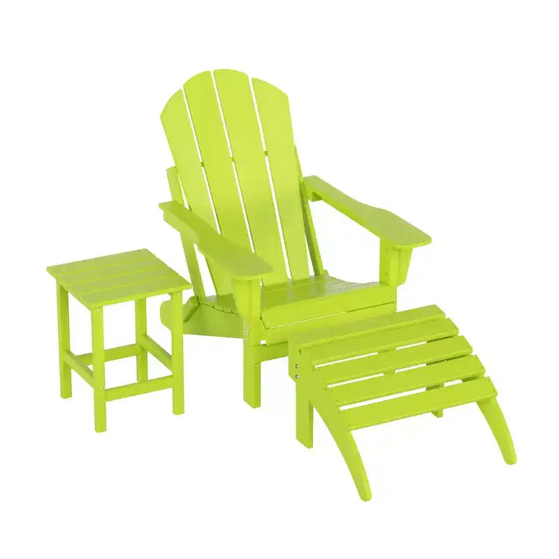WestinTrends Malibu Set pieghevole da esterno 3 pezzi in HDPE: sedia Adirondack con ottomana e tavolino laterale