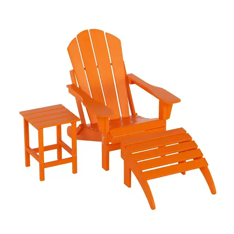 WestinTrends Malibu HDPE Outdoor Patio Folding Poly Adirondack Chair with Ottoman and Side Table (3-Piece)