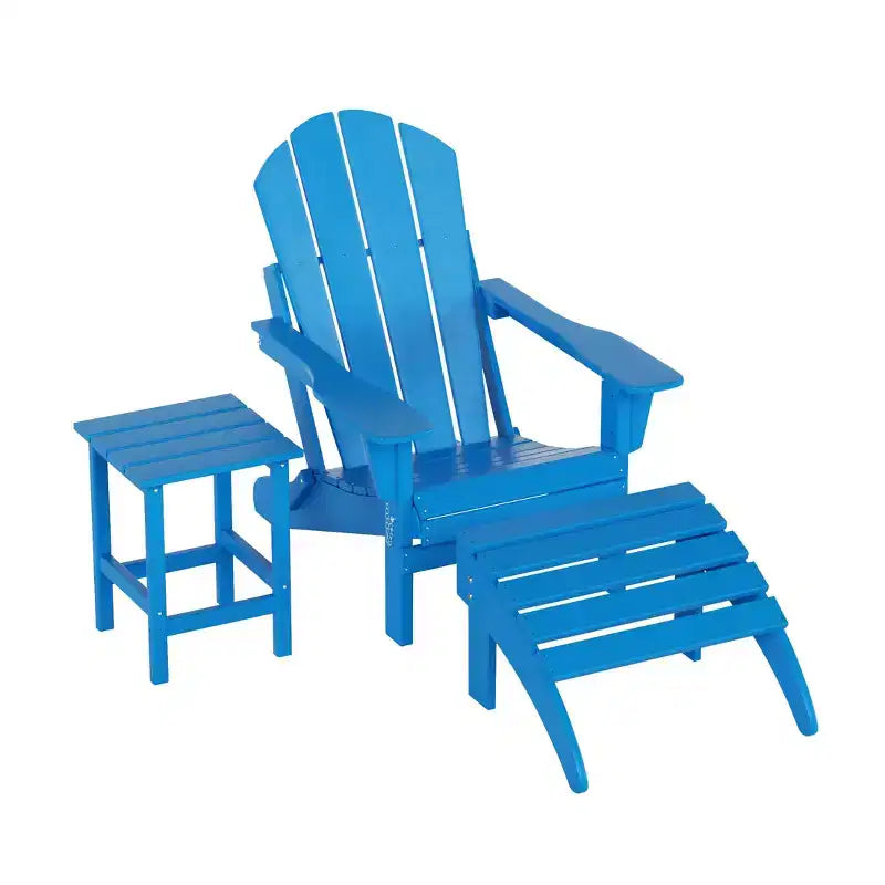 WestinTrends Malibu Set pieghevole da esterno 3 pezzi in HDPE: sedia Adirondack con ottomana e tavolino laterale