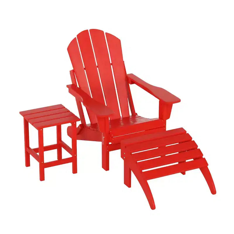 WestinTrends Malibu Set pieghevole da esterno 3 pezzi in HDPE: sedia Adirondack con ottomana e tavolino laterale
