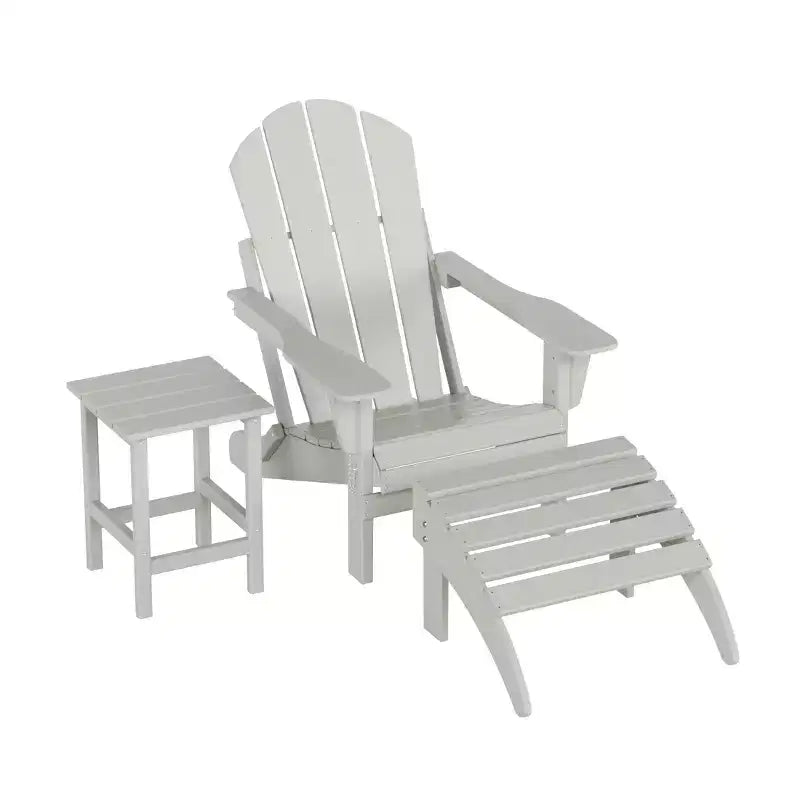 WestinTrends Malibu Set pieghevole da esterno 3 pezzi in HDPE: sedia Adirondack con ottomana e tavolino laterale