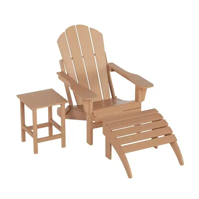 WestinTrends Malibu Set pieghevole da esterno 3 pezzi in HDPE: sedia Adirondack con ottomana e tavolino laterale