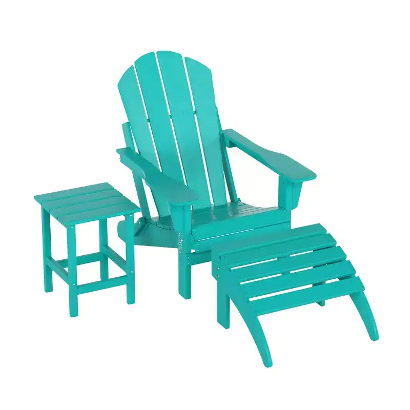 WestinTrends Malibu Set pieghevole da esterno 3 pezzi in HDPE: sedia Adirondack con ottomana e tavolino laterale