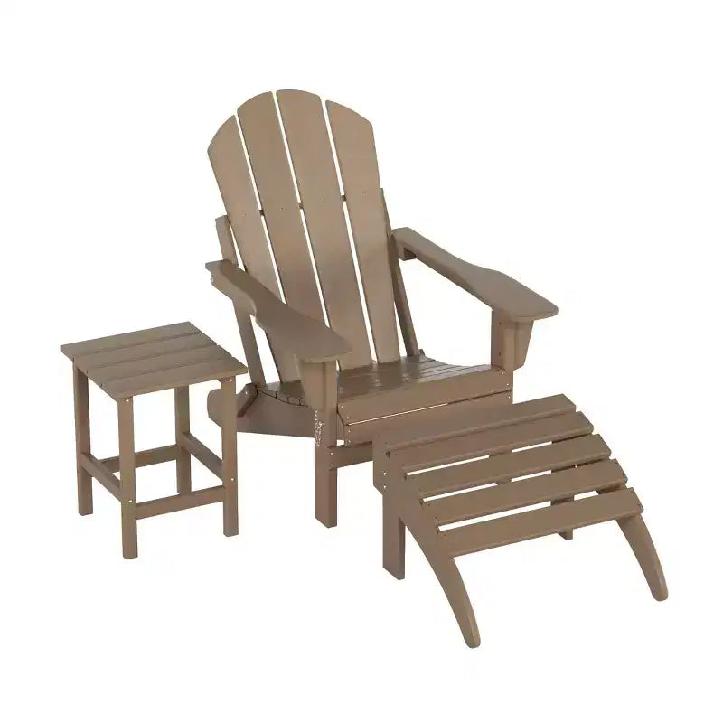 WestinTrends Malibu Set pieghevole da esterno 3 pezzi in HDPE: sedia Adirondack con ottomana e tavolino laterale