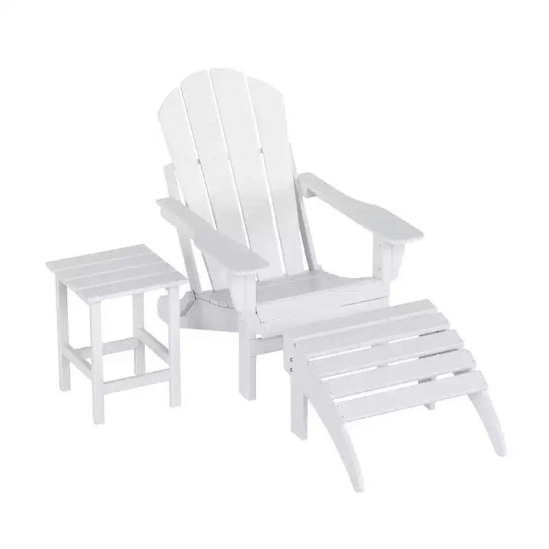 WestinTrends Malibu Set pieghevole da esterno 3 pezzi in HDPE: sedia Adirondack con ottomana e tavolino laterale