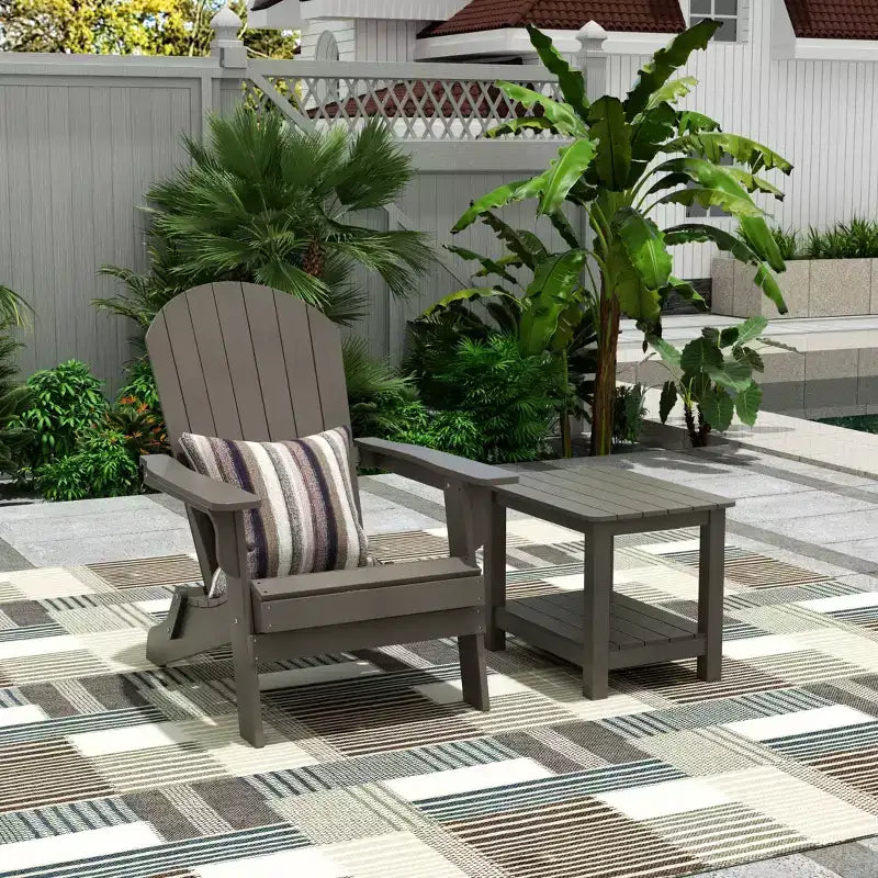Fauteuil Adirondack pliable Tuscany HIPS pour l'extérieur avec table d'appoint (ensemble 2 pièces) de WestinTrends