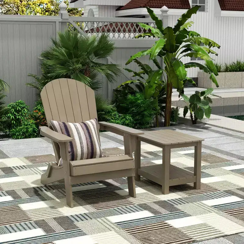 Fauteuil Adirondack pliable Tuscany HIPS pour l'extérieur avec table d'appoint (ensemble 2 pièces) de WestinTrends
