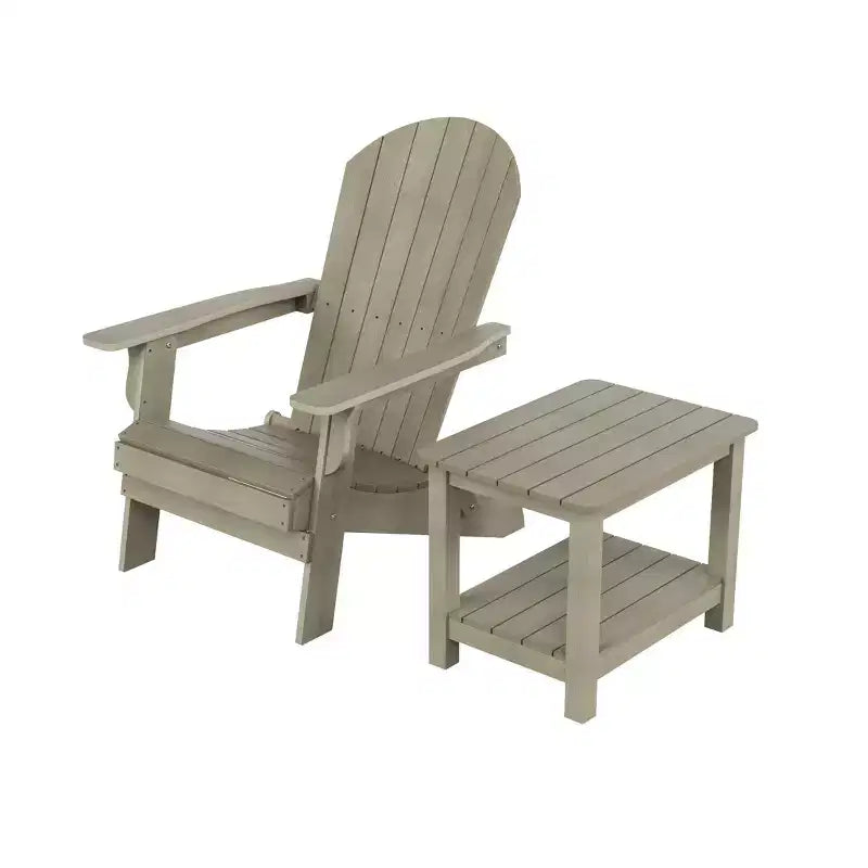 WestinTrends Tuscany HIPSOutdoorPatioFoldingAdirondackChair with Side Table (2-Piece Set)