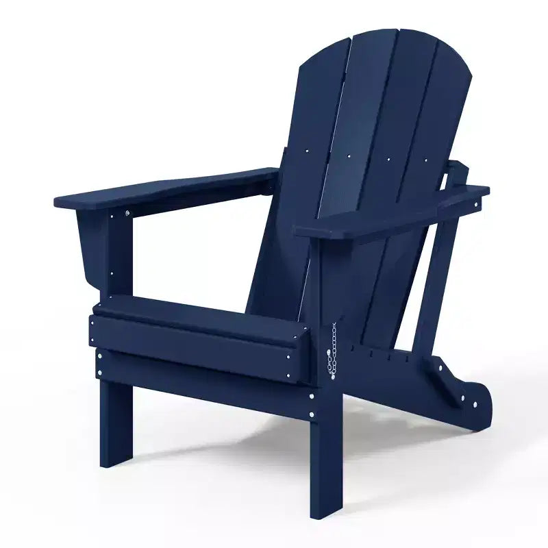 WestinTrends Malibu Sedia Adirondack Pieghevole da Esterno in HDPE con Poggiapiedi e Tavolino - Blu Marino