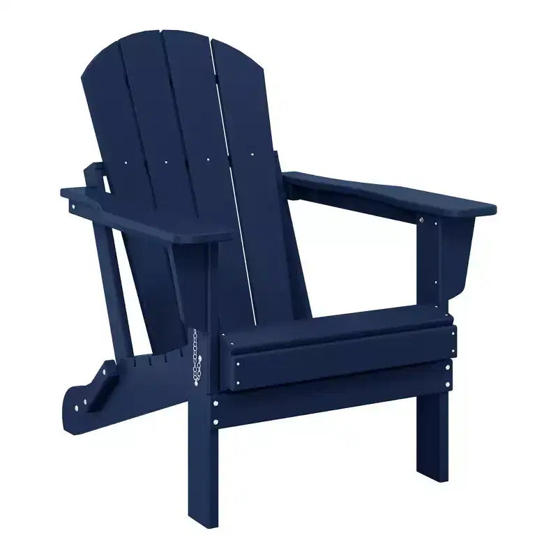 WestinTrends Malibu Sedia Adirondack Pieghevole da Esterno in HDPE con Poggiapiedi e Tavolino - Blu Marino