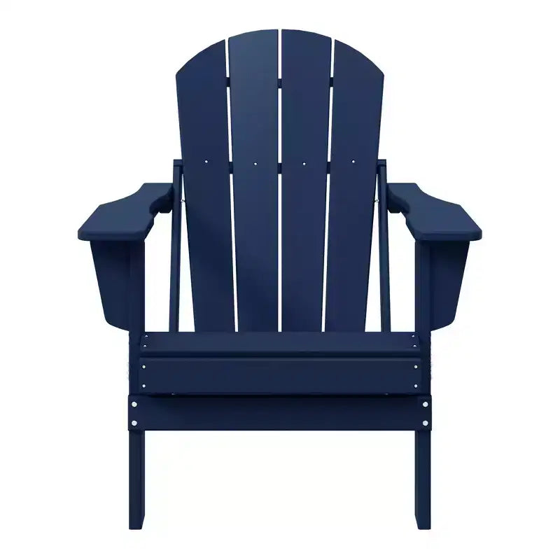 WestinTrends Malibu Sedia Adirondack Pieghevole da Esterno in HDPE con Poggiapiedi e Tavolino - Blu Marino