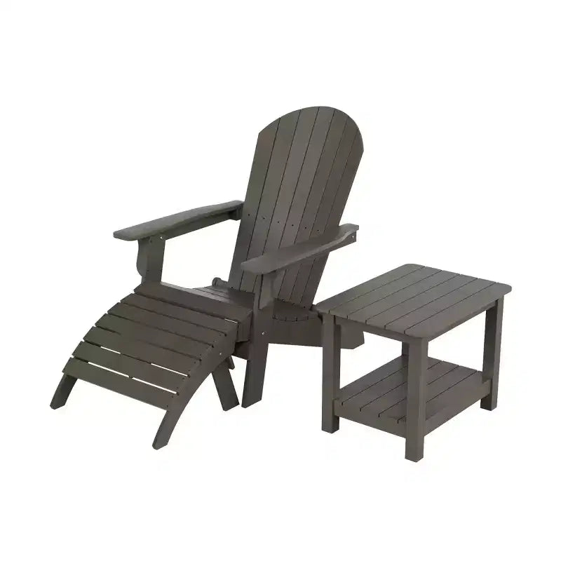 WestinTrends Toscana Sedia Adirondack Pieghevole da Esterno in HIPS con Poggiapiedi e Tavolino (3 Pezzi)