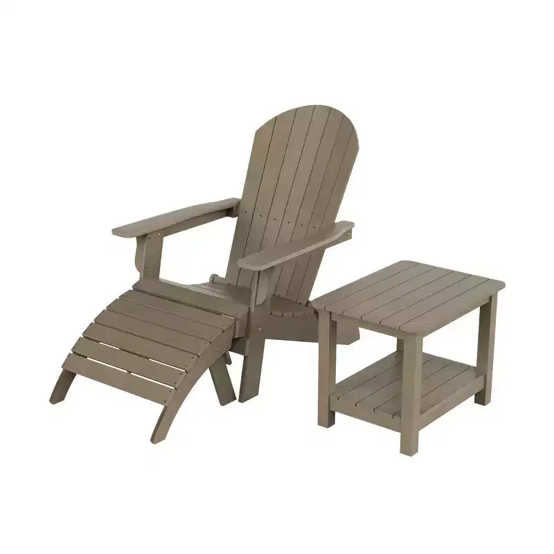 WestinTrends Toscana Sedia Adirondack Pieghevole da Esterno in HIPS con Poggiapiedi e Tavolino (3 Pezzi)