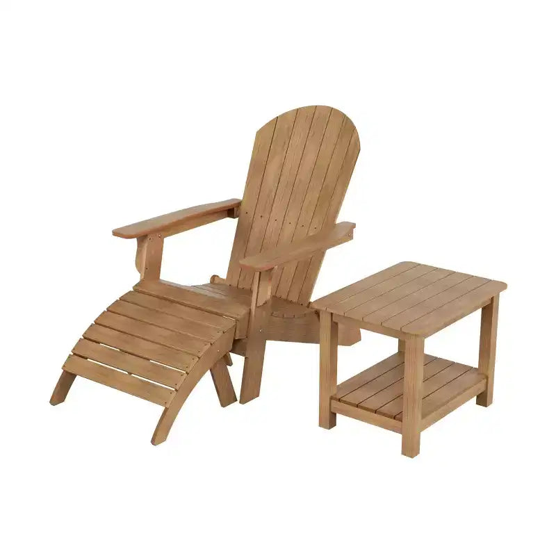 WestinTrends Toscana Sedia Adirondack Pieghevole da Esterno in HIPS con Poggiapiedi e Tavolino (3 Pezzi)