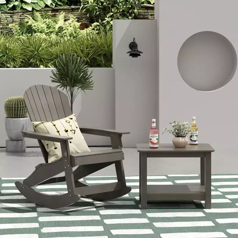 WestinTrends Set 2 pezzi Sedia a dondolo Adirondack da esterno con tavolino laterale