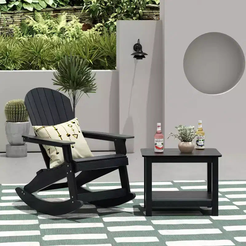 WestinTrends Set 2 pezzi Sedia a dondolo Adirondack da esterno con tavolino laterale