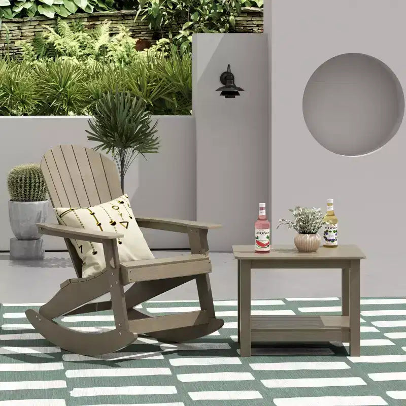 WestinTrends Set 2 pezzi Sedia a dondolo Adirondack da esterno con tavolino laterale