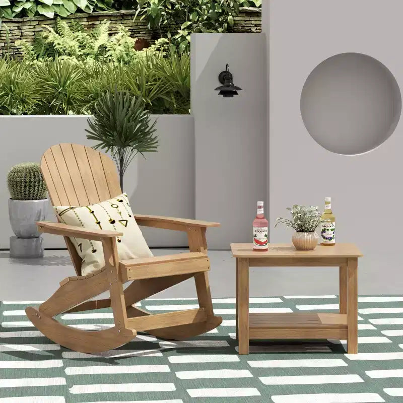 WestinTrends Set 2 pezzi Sedia a dondolo Adirondack da esterno con tavolino laterale